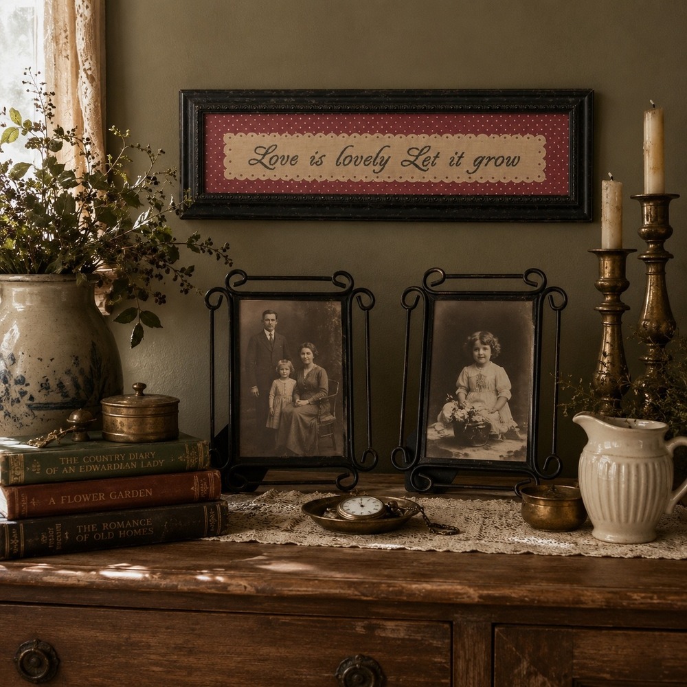 Vintage 5x7 Black Scroll Picture Frames Set Love Is Lovely Let It Grow Decor